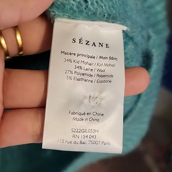 Sezane Magda Wool and Kid Mohair Fancy Knit Cardigan - Picture 7 of 9